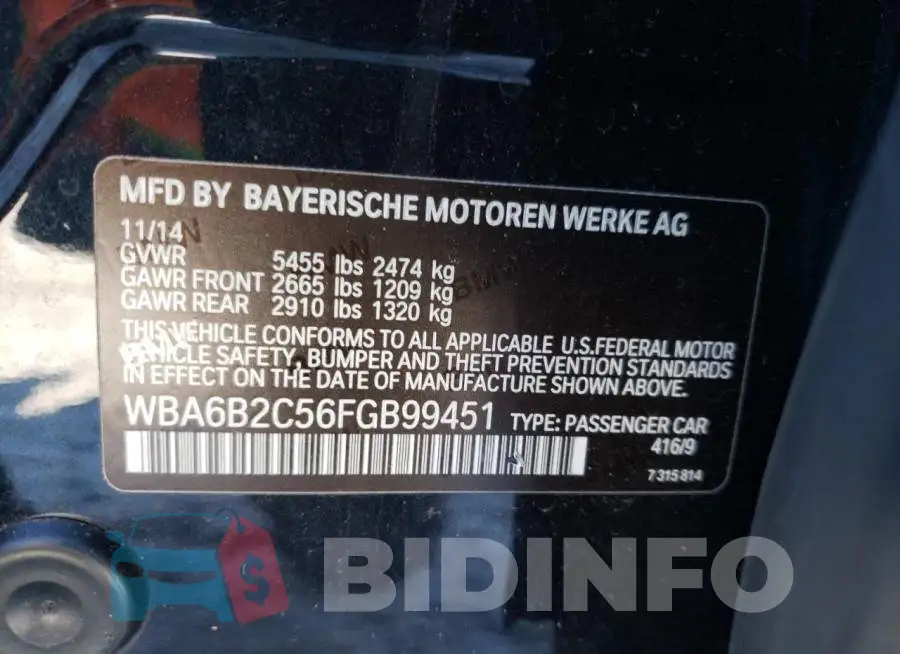 WBA6B2C56FGB99451 Photo# 12