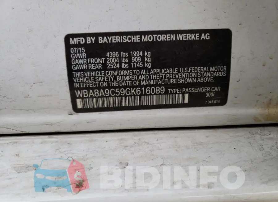 WBA8A9C59GK616089 Photo# 12