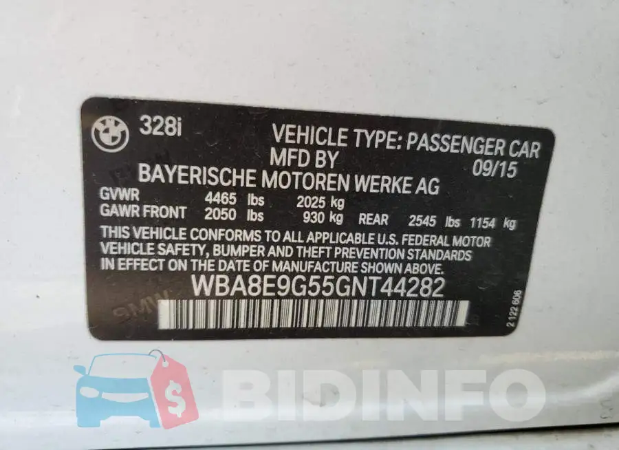WBA8E9G55GNT44282 Photo# 10