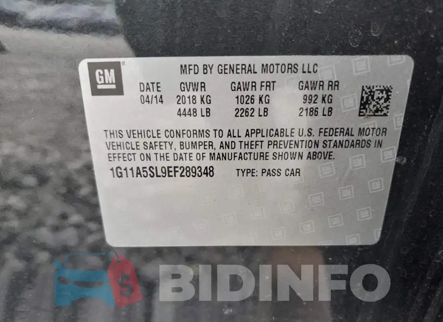 1G11A5SL9EF289348 Photo# 12