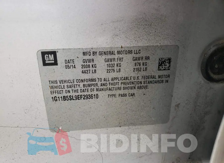1G11B5SL9EF293610 Photo# 12