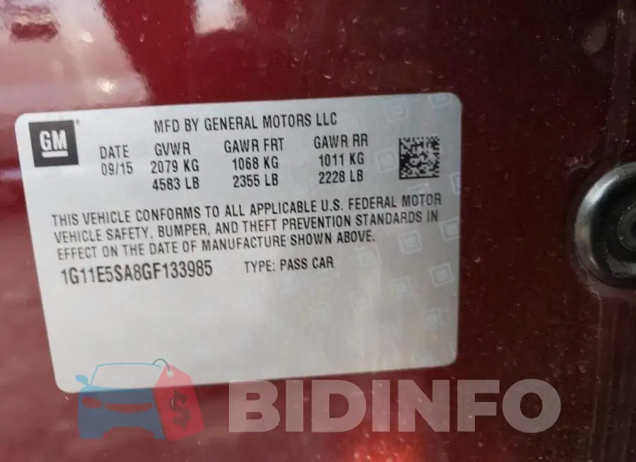 1G11E5SA8GF133985 Photo# 12