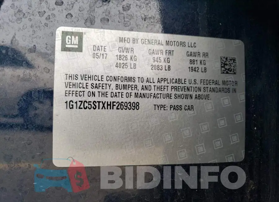 1G1ZC5STXHF269398 Photo# 12