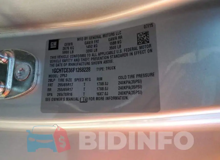 1GCHTCE36F1268228 Photo# 13