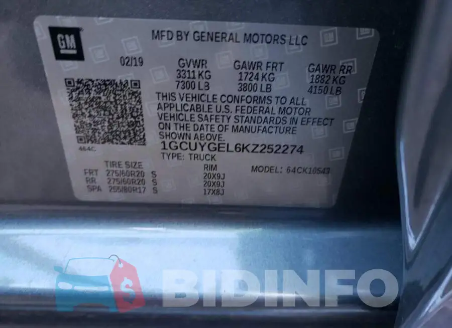 1GCUYGEL6KZ252274 Photo# 12
