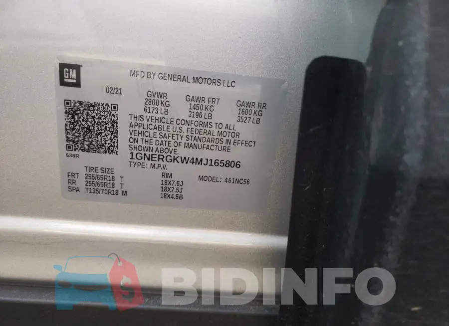 1GNERGKW4MJ165806 Photo# 12
