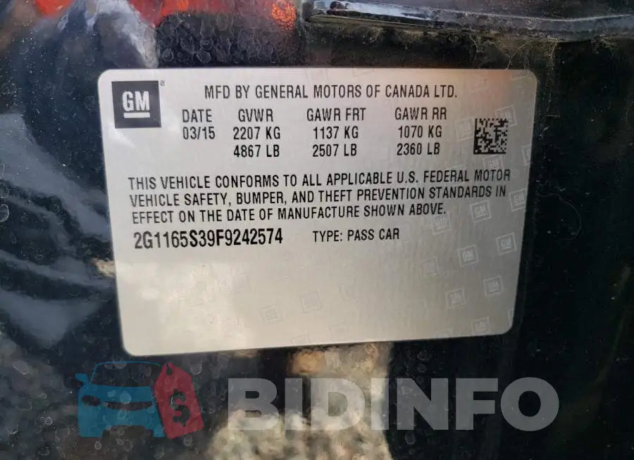 2G1165S39F9242574 Photo# 12
