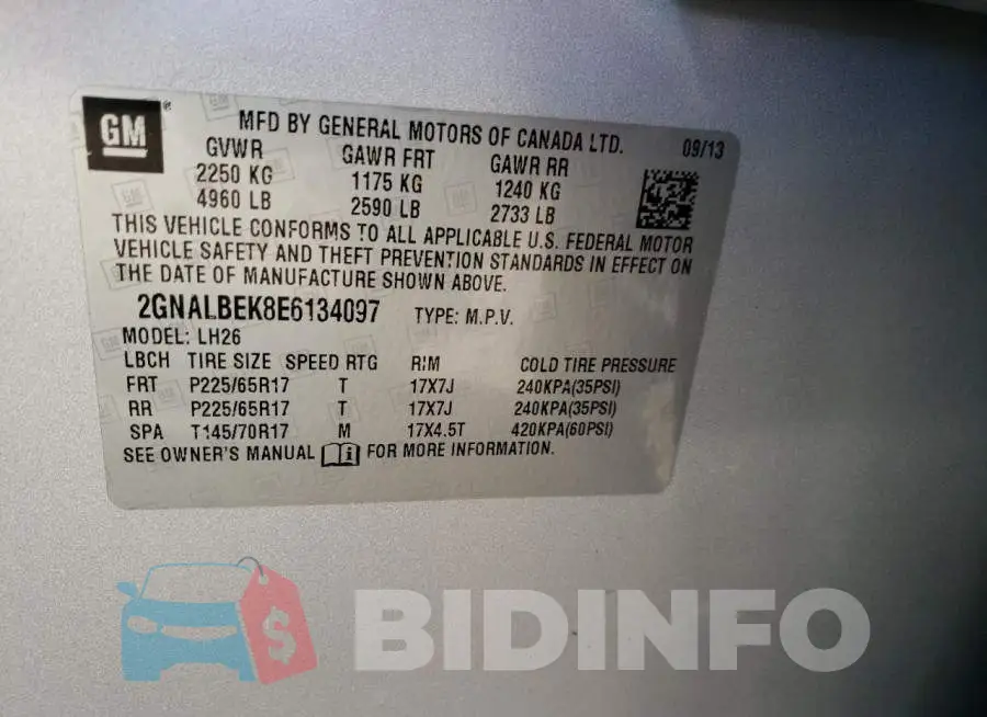 2GNALBEK8E6134097 Photo# 12
