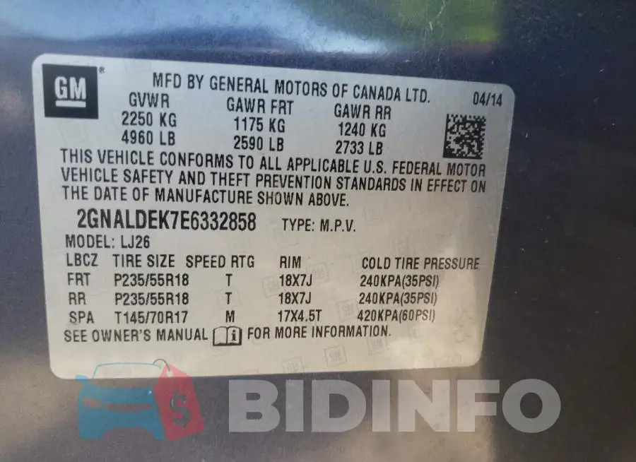 2GNALDEK7E6332858 Photo# 10