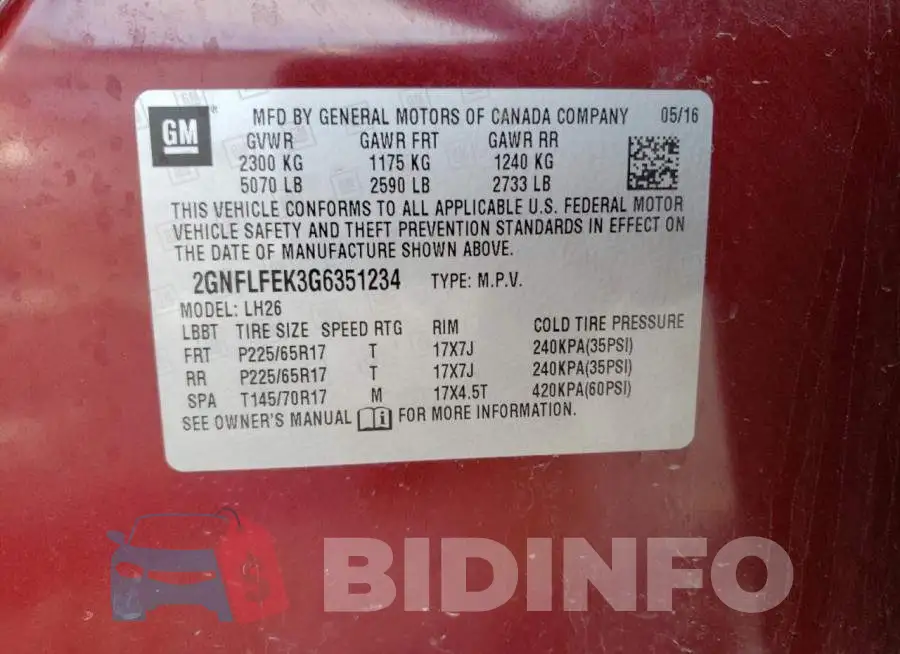 2GNFLFEK3G6351234 Photo# 12