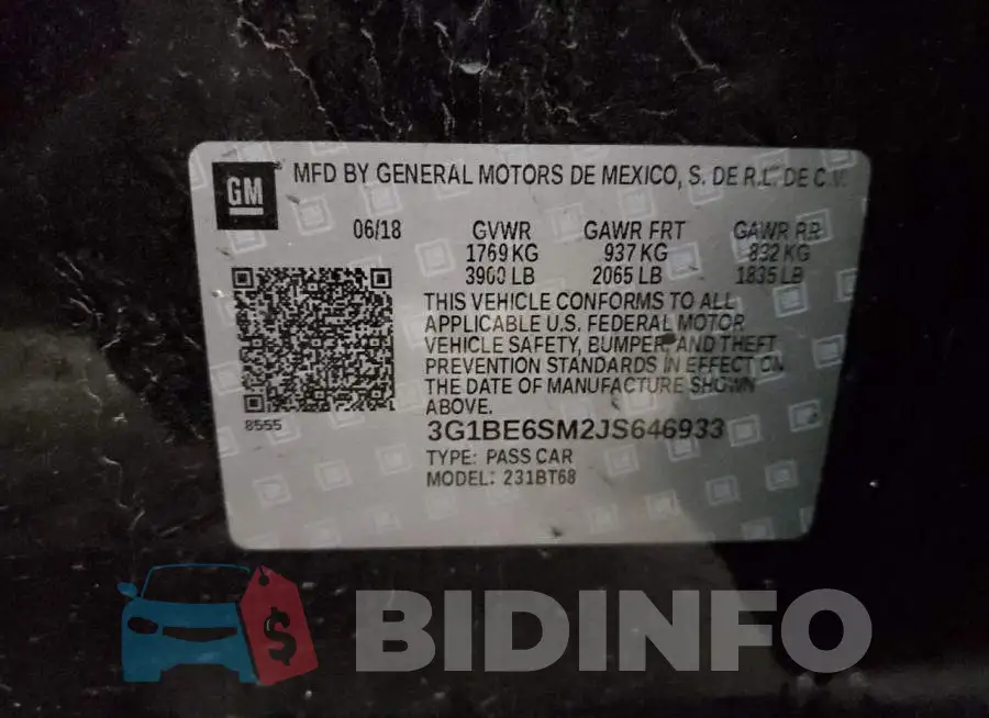 3G1BE6SM2JS646933 Photo# 13