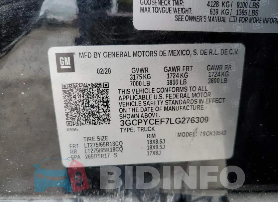 3GCPYCEF7LG276309 Photo# 12