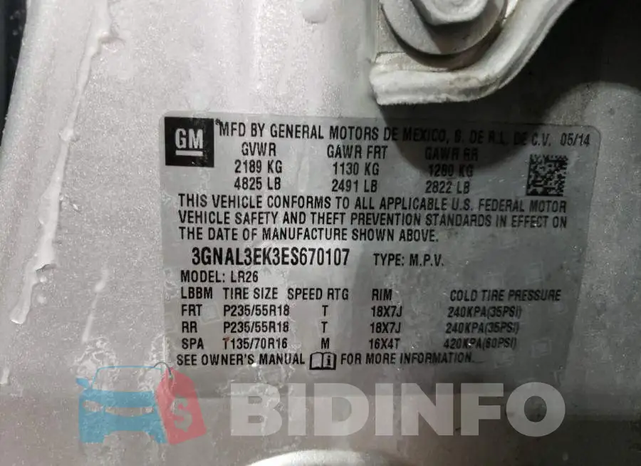 3GNAL3EK3ES670107 Photo# 13