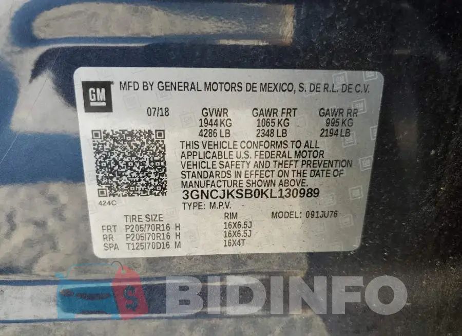 3GNCJKSB0KL130989 Photo# 13