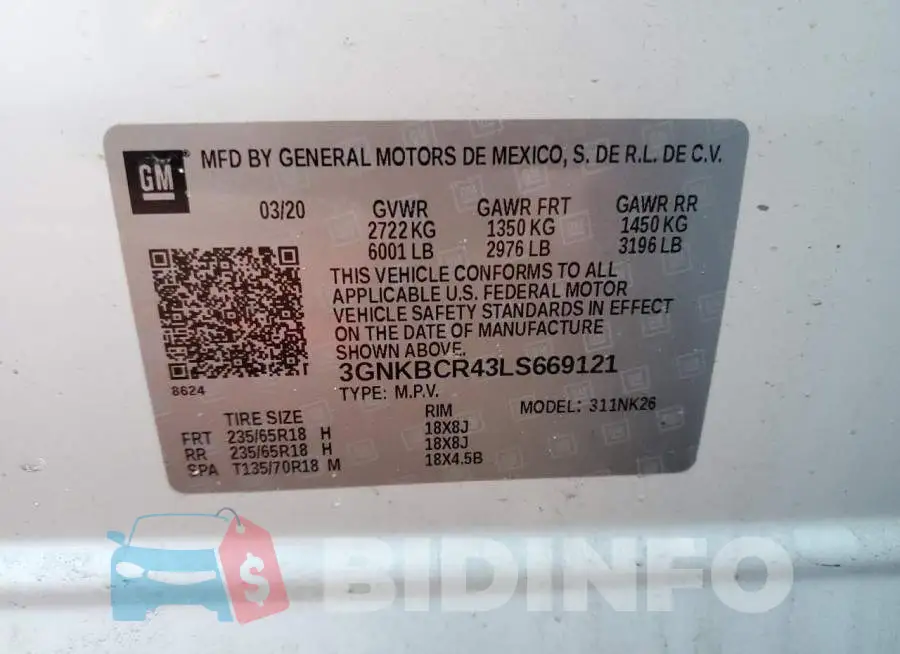 3GNKBCR43LS669121 Photo# 12