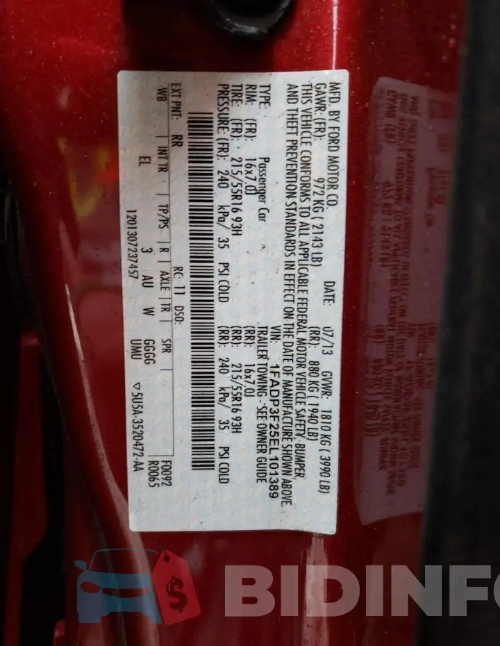 1FADP3F25EL101389 Photo# 13