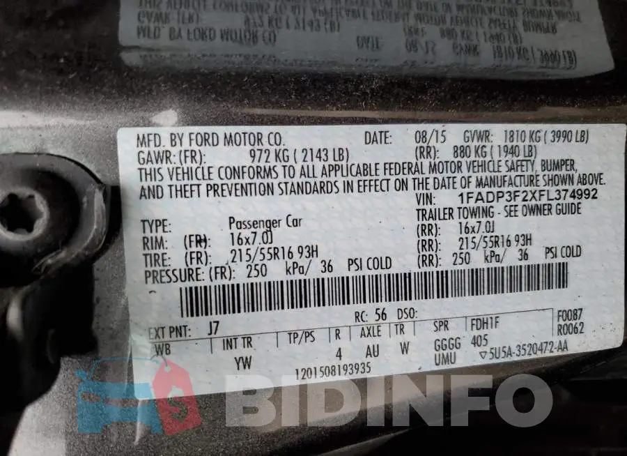 1FADP3F2XFL374992 Photo# 12