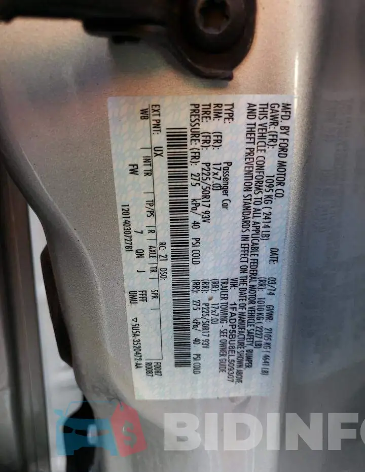 1FADP5BU8EL509307 Photo# 13