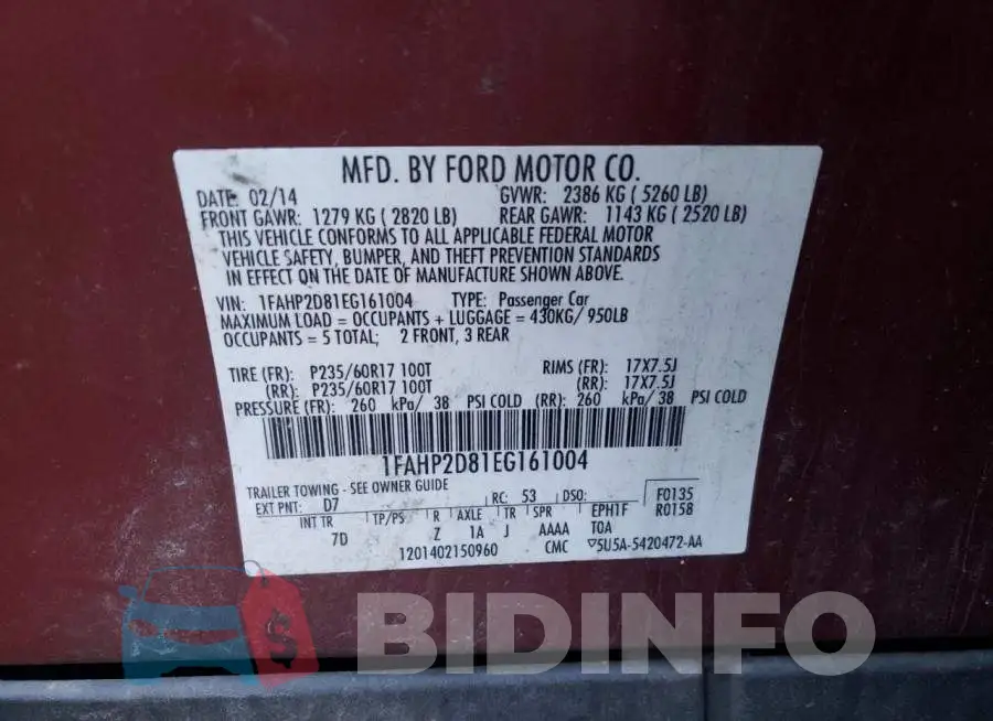 1FAHP2D81EG161004 Photo# 12