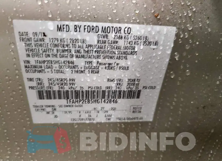 1FAHP2E85HG142846 Photo# 13