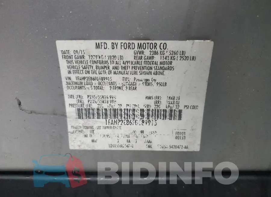 1FAHP2E86FG189915 Photo# 13