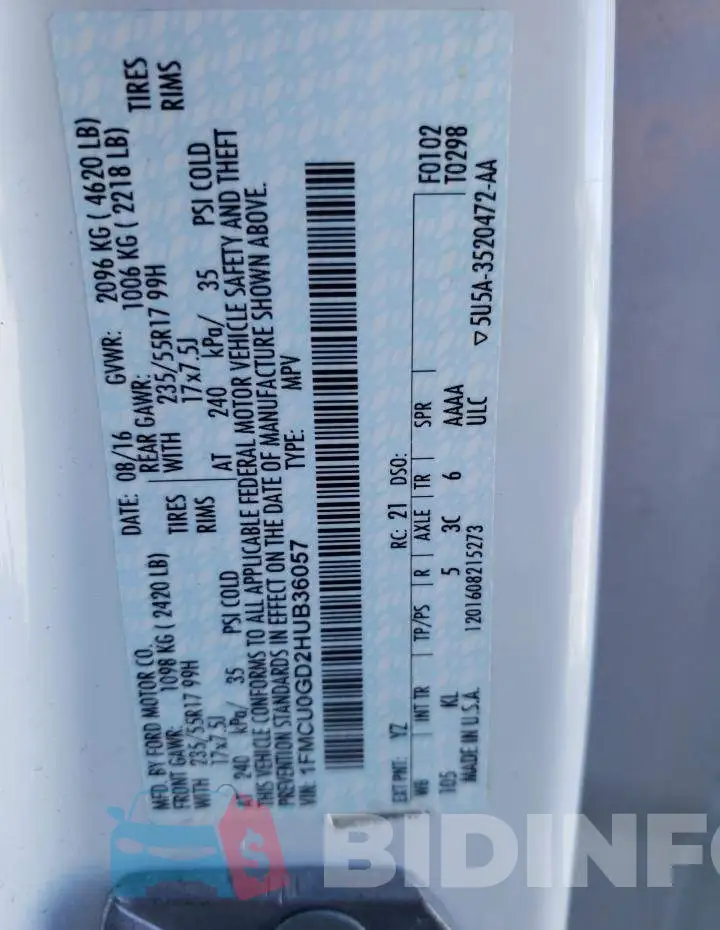 1FMCU0GD2HUB36057 Photo# 13