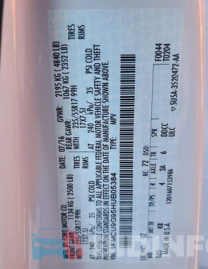 1FMCU9G95HUB05384 Photo# 10