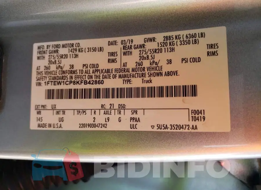 1FTEW1CP8KFB42860 Photo# 13