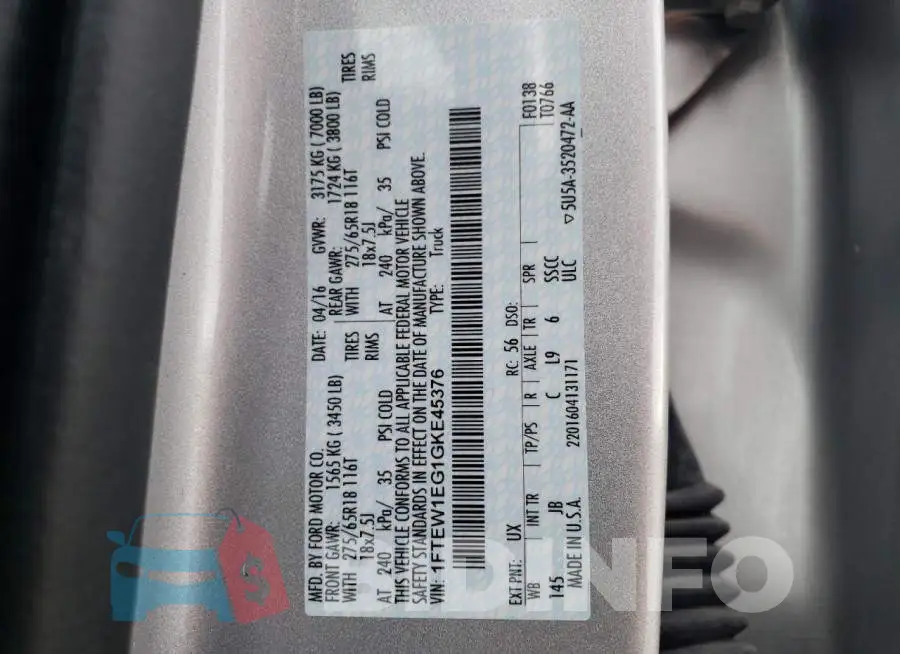 1FTEW1EG1GKE45376 Photo# 12