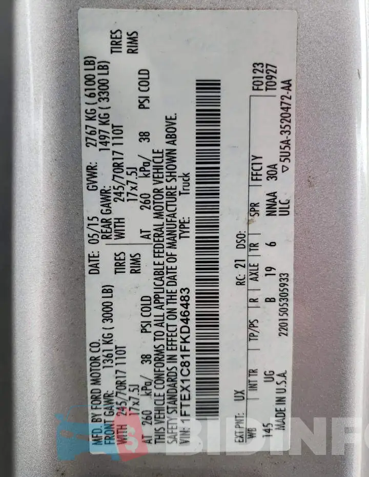 1FTEX1C81FKD46483 Photo# 12