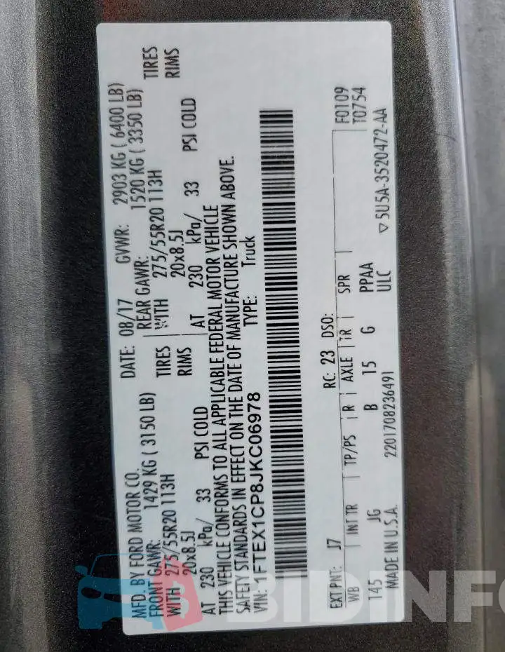 1FTEX1CP8JKC06978 Photo# 12