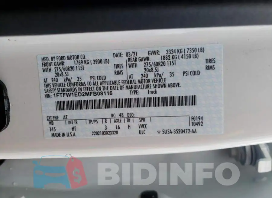 1FTFW1ED2MFB08116 Photo# 12
