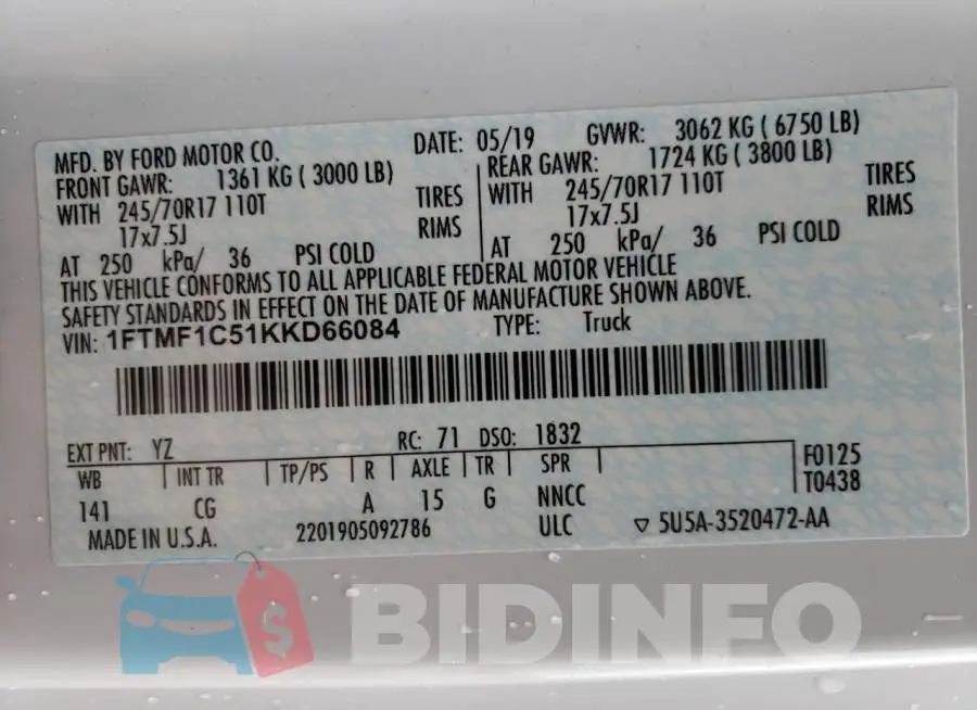 1FTMF1C51KKD66084 Photo# 12