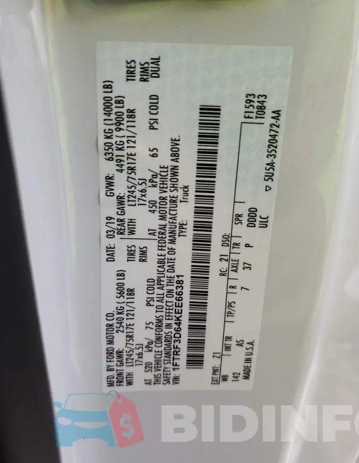 1FTRF3D64KEE66381 Photo# 12