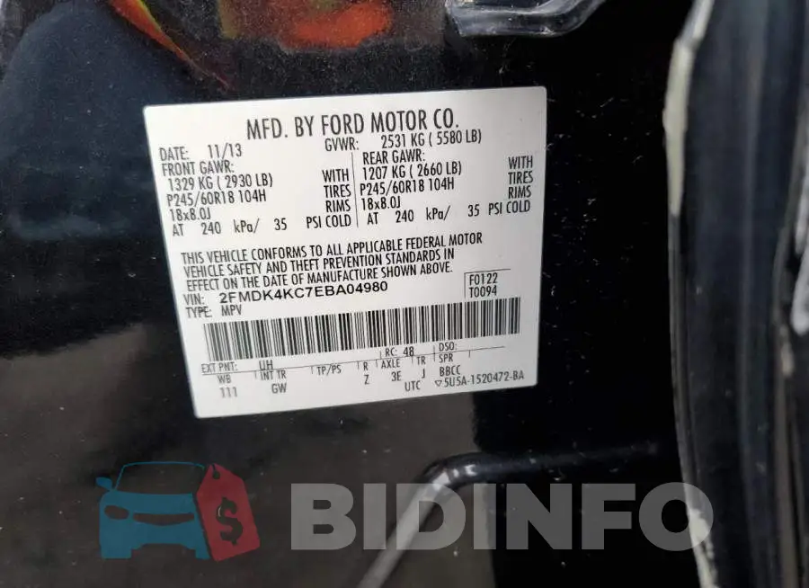 2FMDK4KC7EBA04980 Photo# 14
