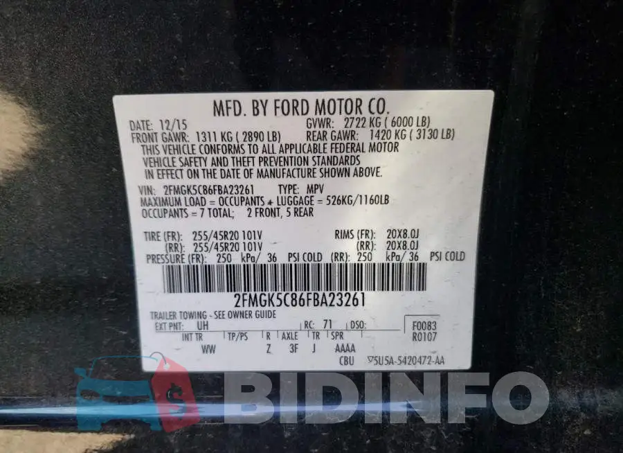 2FMGK5C86FBA23261 Photo# 12