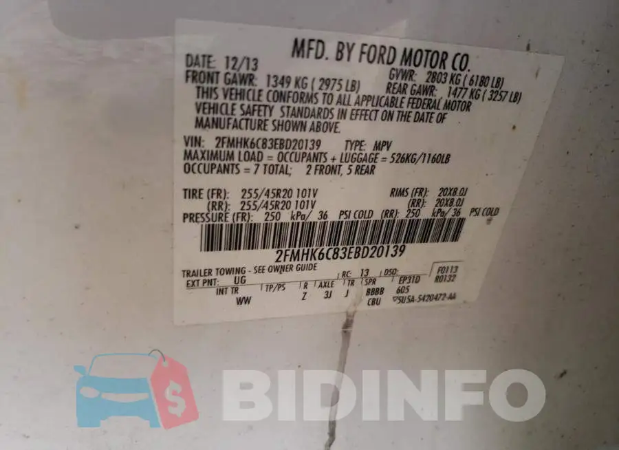 2FMHK6C83EBD20139 Photo# 13