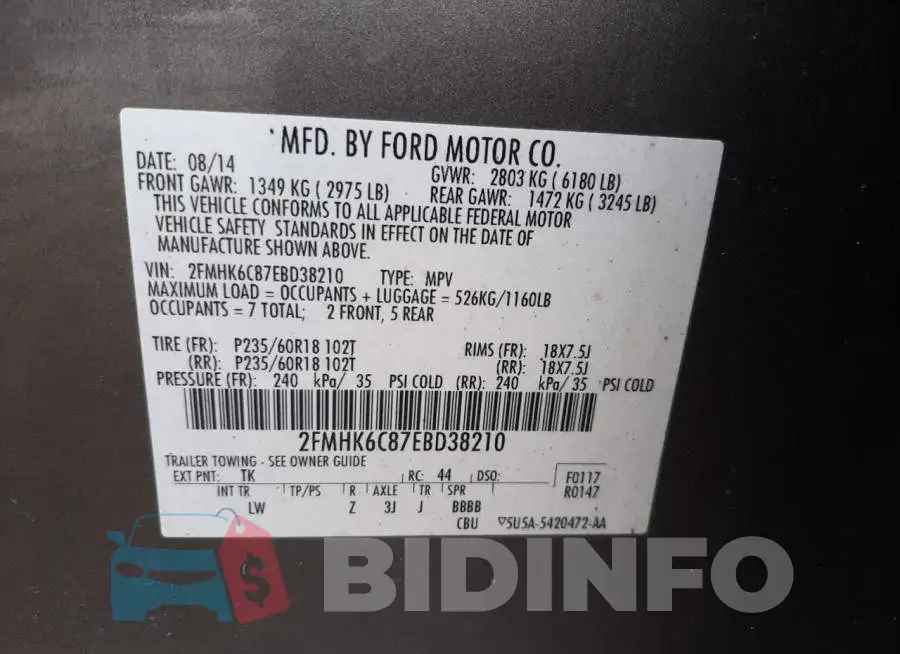 2FMHK6C87EBD38210 Photo# 13