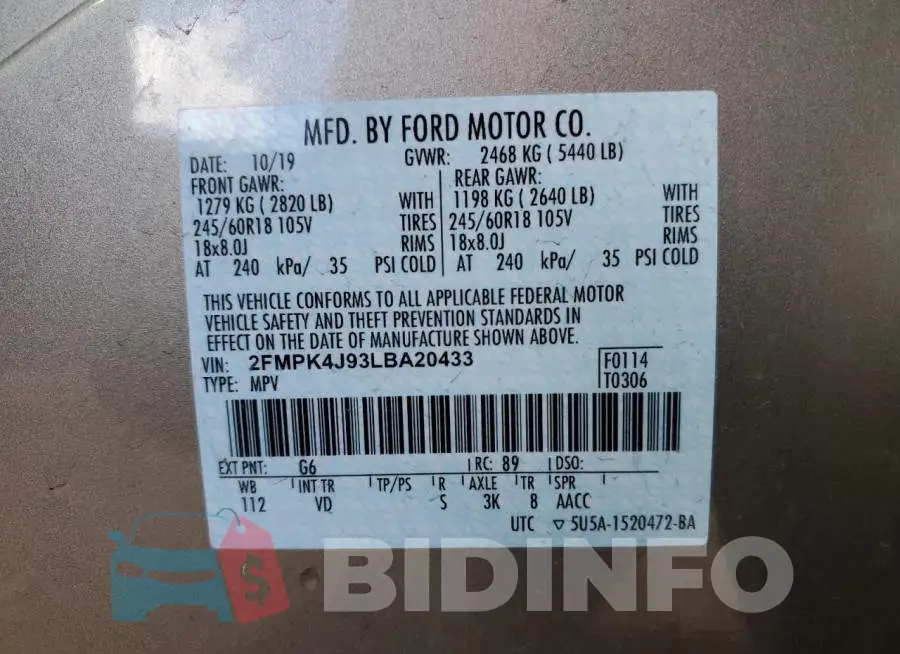 2FMPK4J93LBA20433 Photo# 12