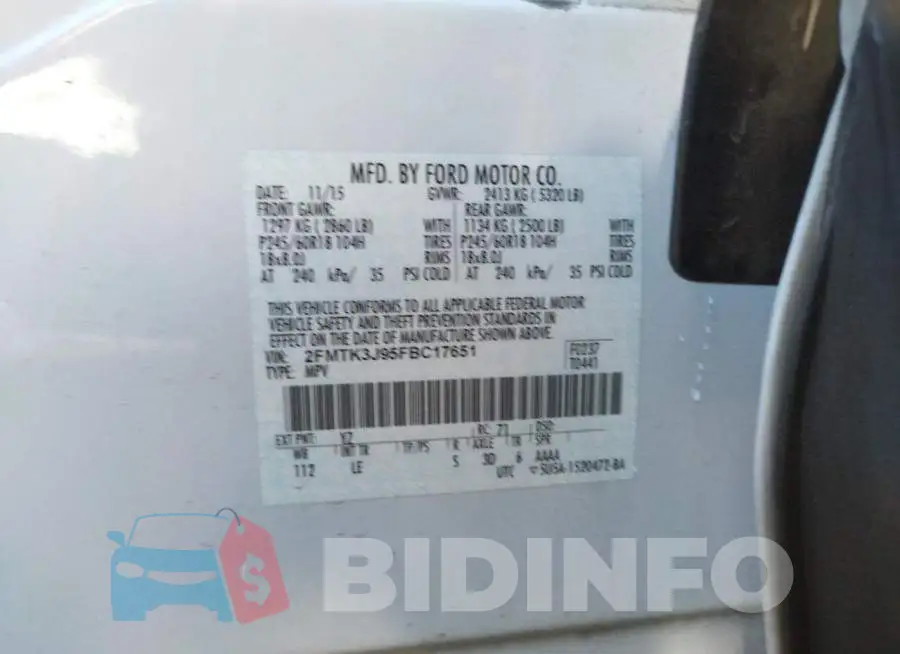 2FMTK3J95FBC17651 Photo# 12