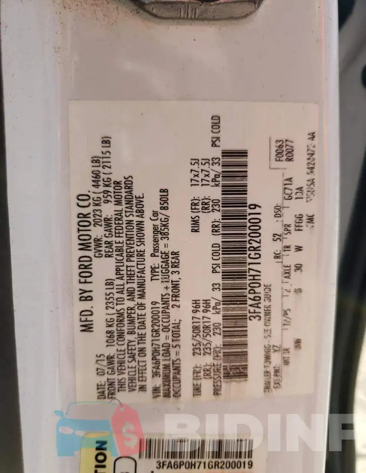 3FA6P0H71GR200019 Photo# 13