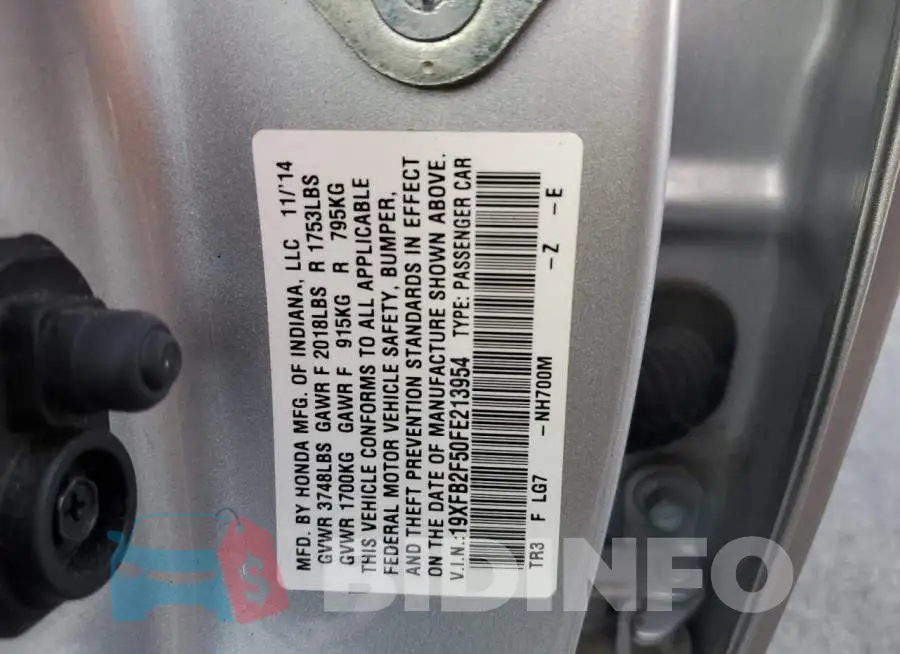 19XFB2F50FE213954 Photo# 12