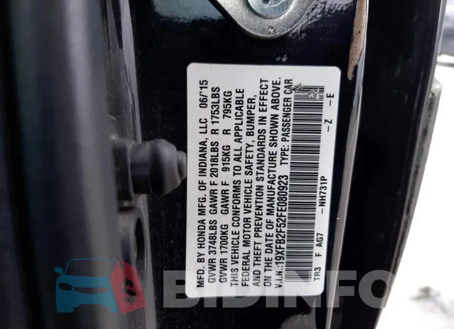 19XFB2F52FE080923 Photo# 12