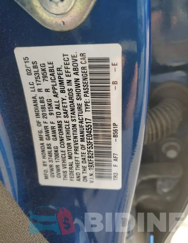 19XFB2F53FE045517 Photo# 13