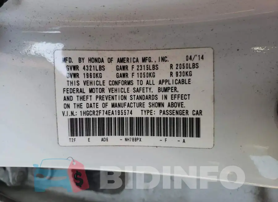 1HGCR2F74EA195574 Photo# 13