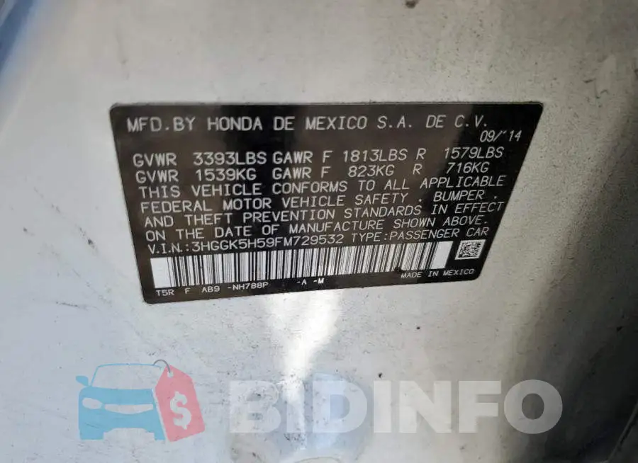 3HGGK5H59FM729532 Photo# 12