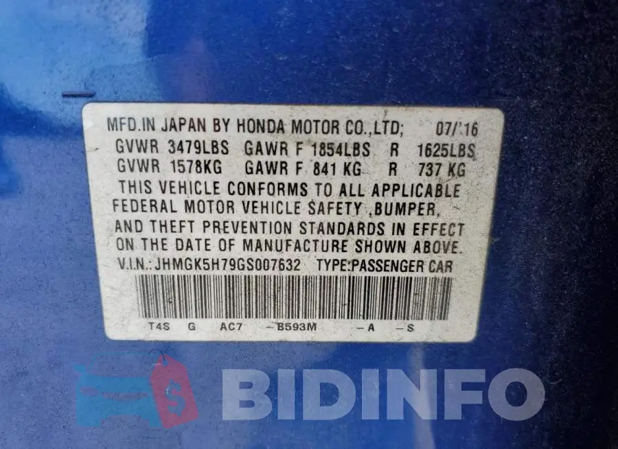 JHMGK5H79GS007632 Photo# 12