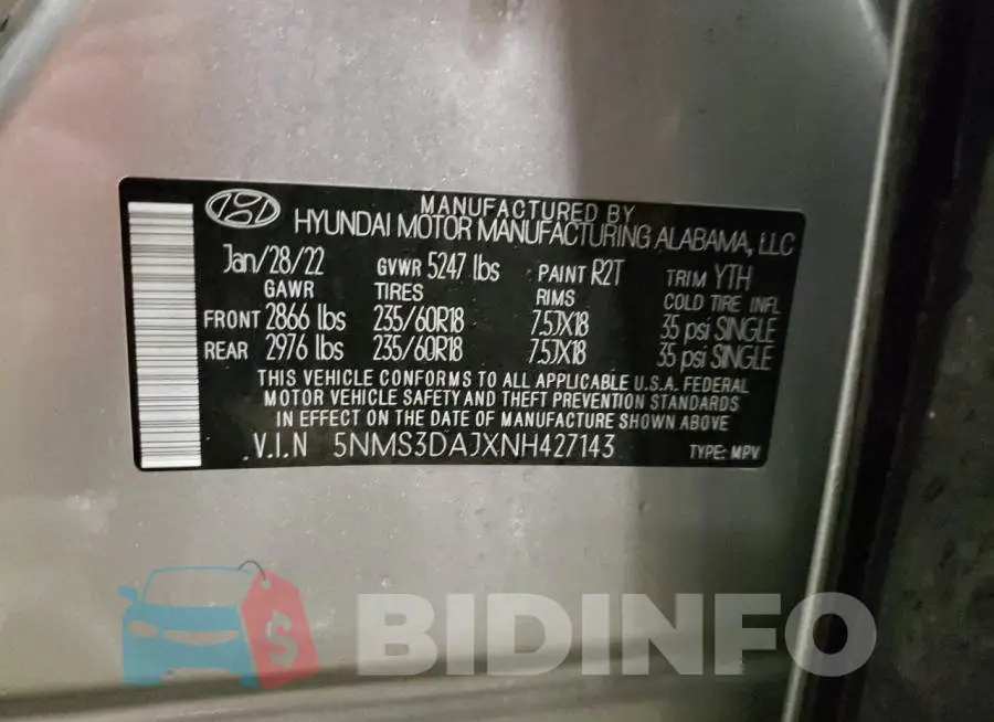 5NMS3DAJXNH427143 Photo# 13