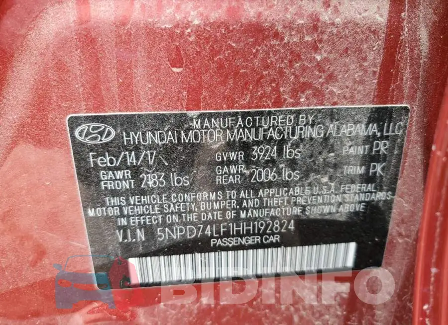 5NPD74LF1HH192824 Photo# 12
