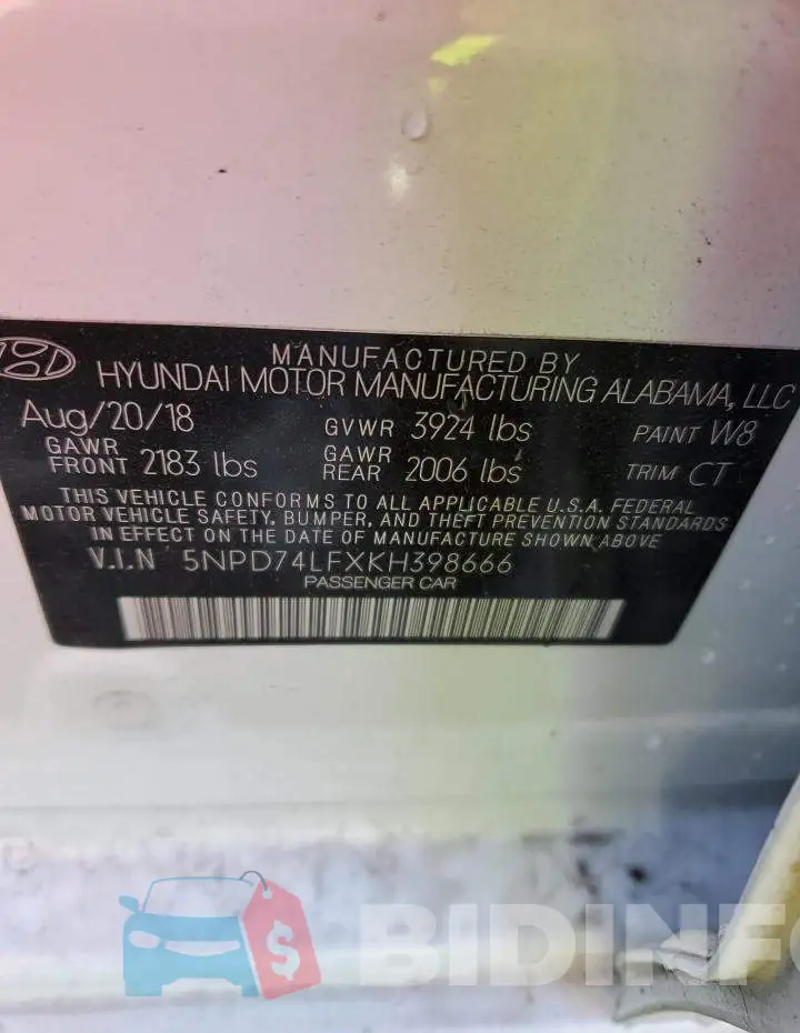 5NPD74LFXKH398666 Photo# 12